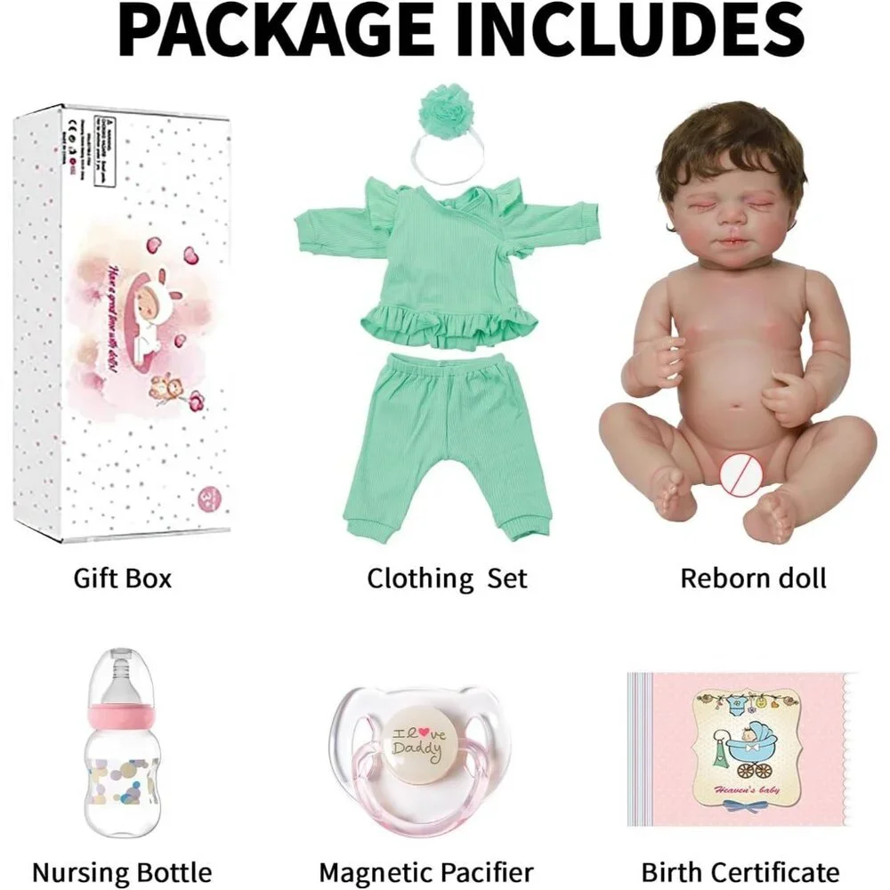 🆕18Inch Full Platinum Silicone Reborn Baby Doll Girl Realistic Newborn Sleeping